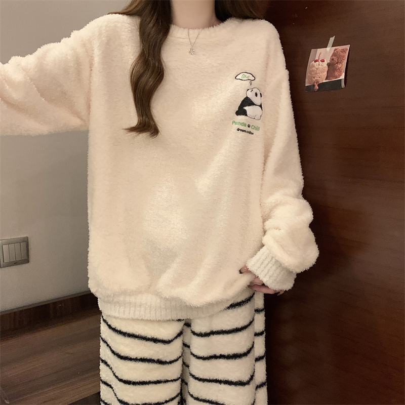 2025年半边绒冬季新款珊瑚绒睡衣