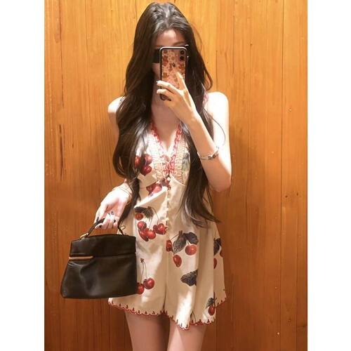 红色热裤辣妹性感连体裤夏季设计