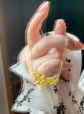 新中式时尚精美三生花项链女款轻奢精致气质百搭链子