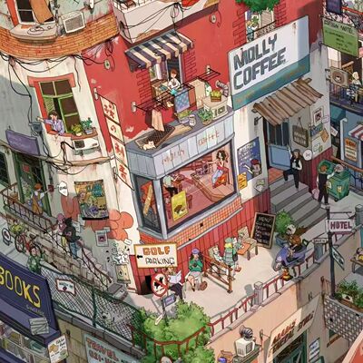 天空岛1.0造景贴纸小镇图书馆