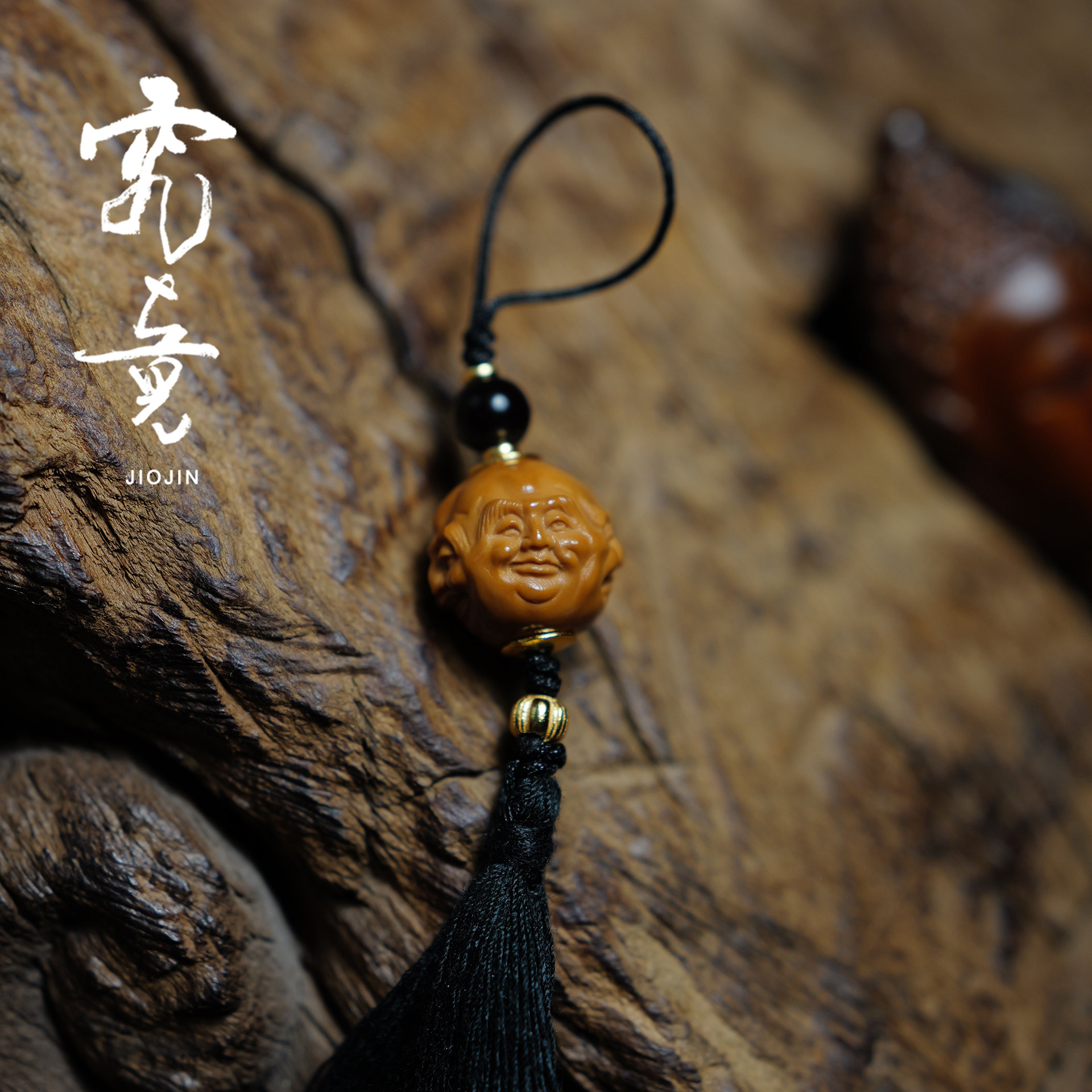 墨白&middot;究竟 猴头雕刻喜怒哀乐四面佛钥匙扣钥匙坠配饰包挂吊坠