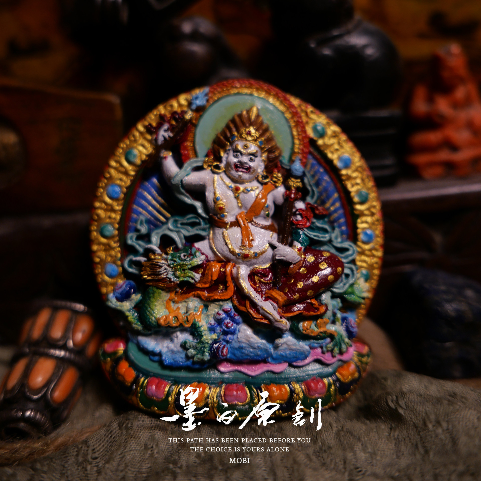 「墨白」 白财神彩绘擦擦佛像摆件