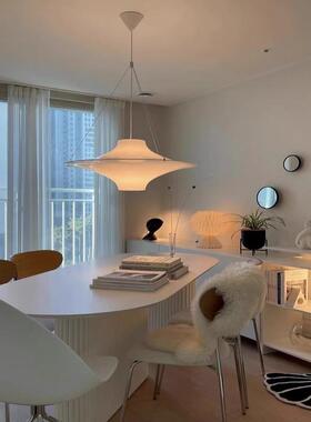 芬兰Lokki中古奶油风餐厅海鸥吊灯设计师吧台白色亚克力飞碟灯具