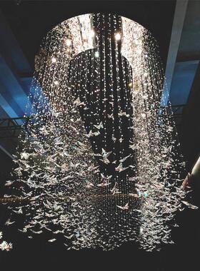 蝴蝶水晶吊灯别墅客厅灯现代简约2023新款复式楼餐厅楼梯长大吊灯