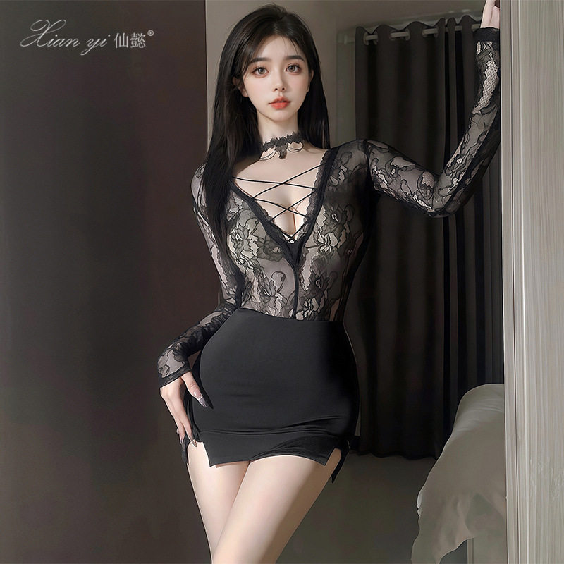 微胖mm性感辣妹蕾丝上衣女春夏御姐风高腰连衣裙睡裙