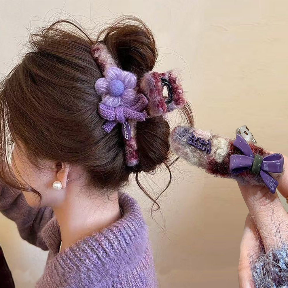 可爱毛线花朵蝴蝶结抓夹女毛绒发夹2025新款高级感鲨鱼夹大号头饰,饰品/流行首饰/时尚饰品新,发饰,淘宝优惠券,粉丝福利购,淘宝优惠卷