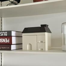 ins风高颜值小房子桌面收纳盒小尺寸带盖小杂物收纳盒分格抽屉式