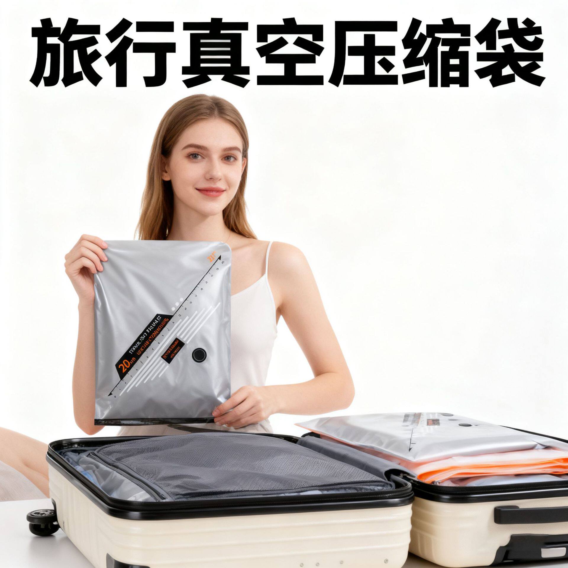行李箱抽气真空压缩衣物袋密封专用电泵旅行衣物便携收纳包出差袋