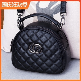 香港小香风菱格包包女新款时尚百搭休闲真皮宽带斜挎包女单肩小包