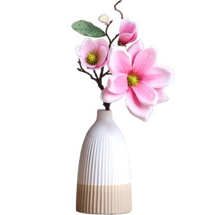 中式仿真手感保湿玉兰花艺套装陶瓷花瓶桌面摆放花卉客餐厅装饰品