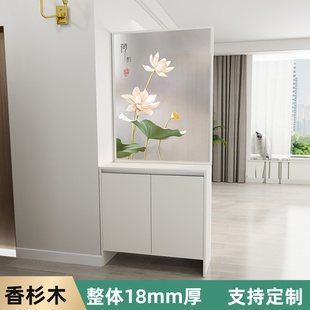进门入户玄关柜客厅玻璃屏风隔断柜正对门遮挡装 柜双面奶油风 饰鞋