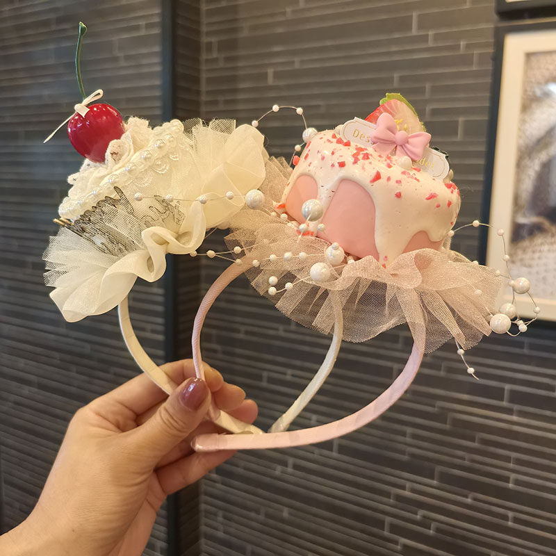 甜美可爱蛋糕发箍儿童生日派对公主裙装饰发夹子女孩氛围拍照头饰