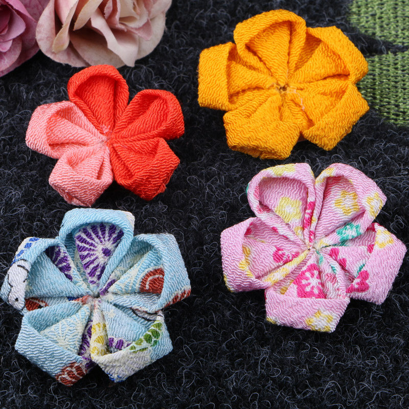 现货发饰服装辅料 diy手工日本和风绉布花朵儿童发夹鞋花礼品装饰