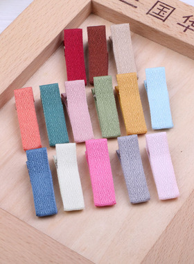 韩国织带手工制作蝴蝶结发夹发卡发饰品材料包配件diy3.5CM鸭嘴夹