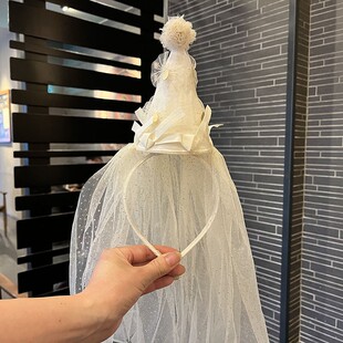 生日派对女孩节日发箍女童生日帽头纱发夹头扣儿童甜美公主帽发饰