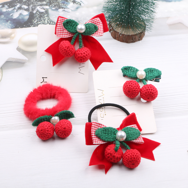 秋冬季儿童樱桃发夹DIY公主头饰