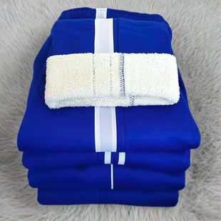 子加绒加厚羊羔绒中小学生宝蓝色男女学生保暖校裤 冬季 校服裤