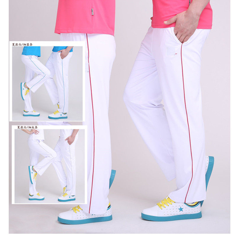 春夏佳木斯广场舞健身操情侣白色运动裤大码比赛裤团体运动裤包邮