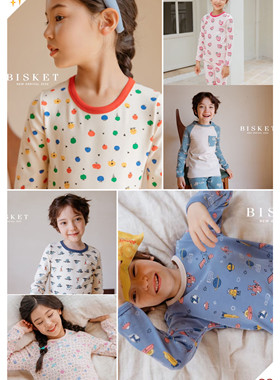 BISKET贝思壳韩国内衣套装家居服秋衣秋裤男女中大童