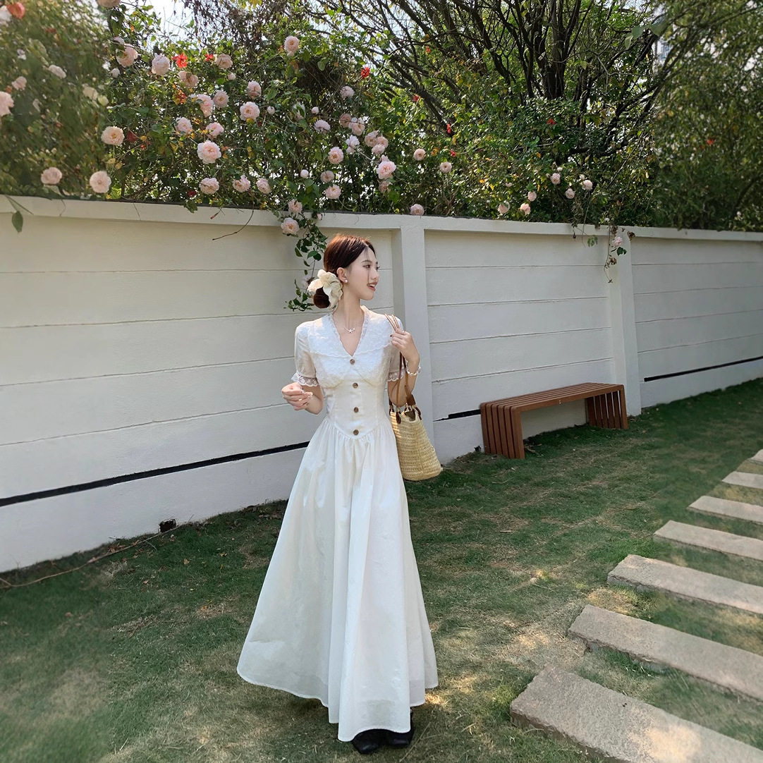 实拍~法式温柔气质优雅连衣裙欧若风收腰显瘦春夏裙韩版女装新款