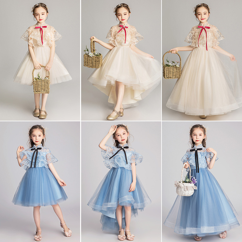 儿童礼服2024新款春季女童钢琴演出服花童婚纱蓬蓬纱六一公主裙
