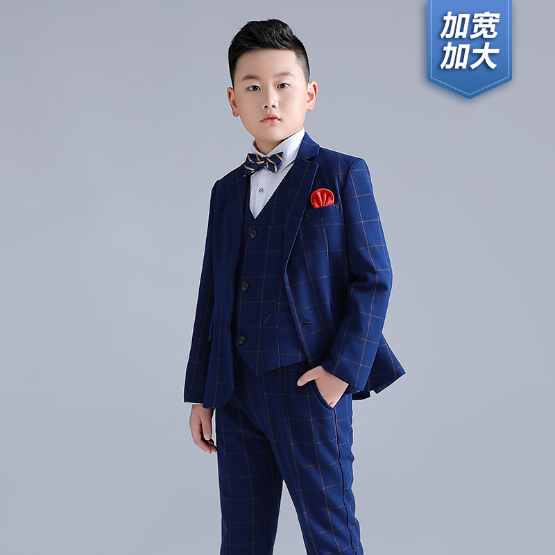 胖童西装2024新款男童胖版加肥加大钢琴主持演出西服礼服套装定制