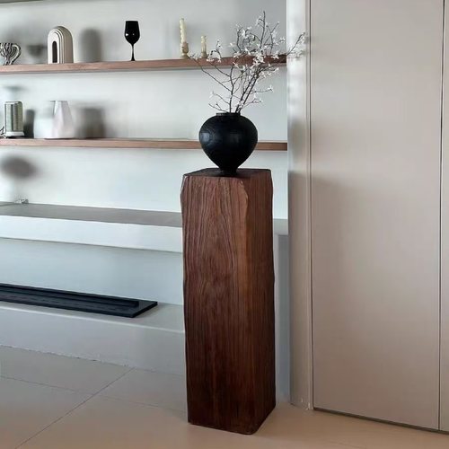 中古侘寂风实木墩子花架