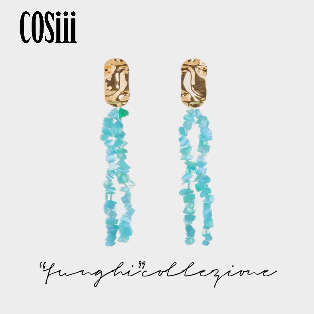 COSiii故乡，别来无恙苟丹丹同款原创丝带水母可变形耳环天然石 - 实物图