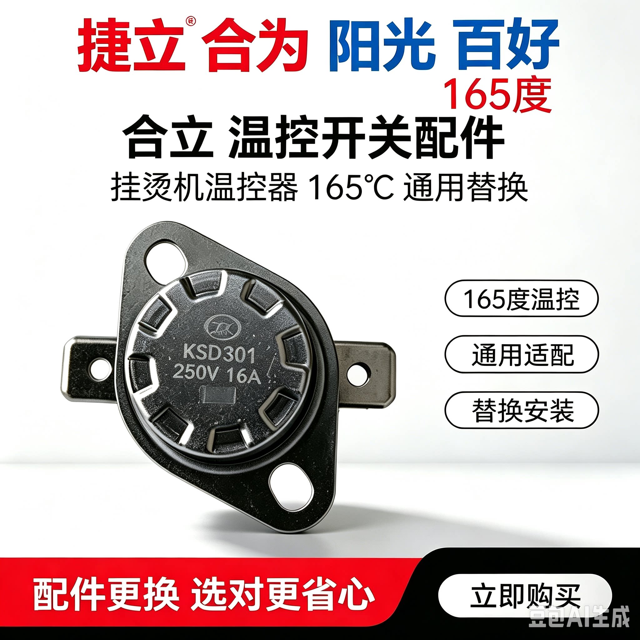 上海捷立合为阳光蒸汽挂烫机原装配件熨斗配件温控器保护器165度图片