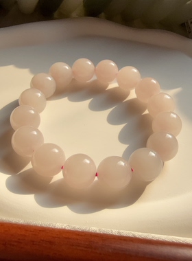 和田玉精品藕粉卡12mm手串百搭款