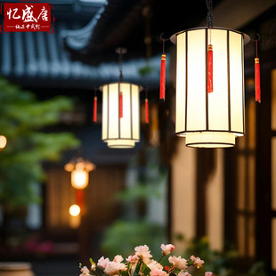 新中式吊灯户外门头红色防水灯笼庭院走廊宫灯茶楼餐饮火锅店灯具