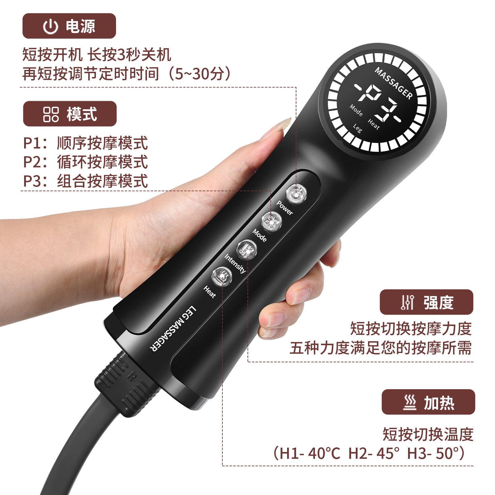 空气波按摩仪长款气囊大腿小腿英文亚马逊遥控足底腿部按摩器