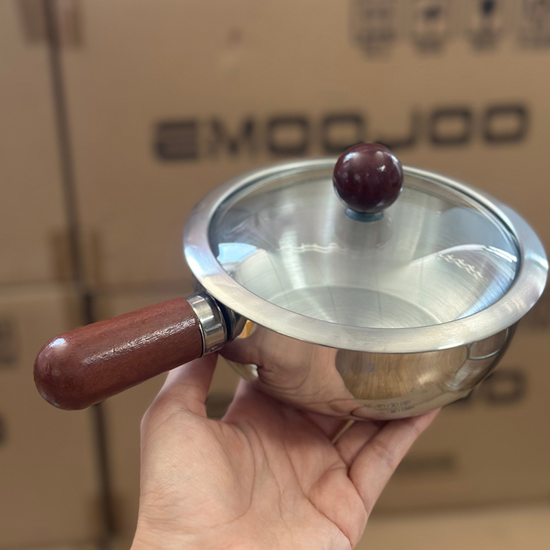 真的304不锈钢一人食小锅奶锅迷你14cm可拆卸手柄家用泡面碗沙拉