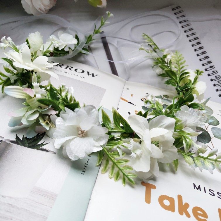 花环头饰成人ins森系小清新白色花朵新娘花环头饰海边度假黄色