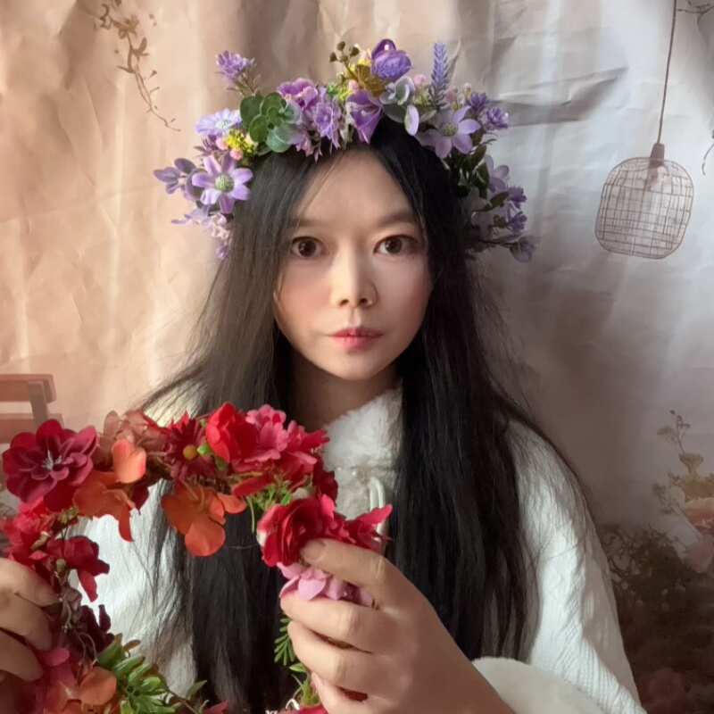 森系紫色花朵花环头饰