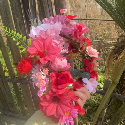 手工花朵系带发箍森系新娘头饰