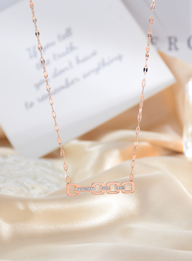 气质爆款个性时尚镂空镶钻长条项链钛钢潮流锁骨链女款饰品百搭