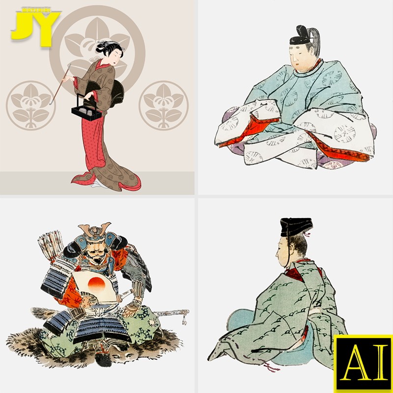 矢量日本武士女人木屐铜锣烧日本设计素材/源文件
