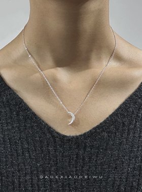 足银990手工月牙项链女