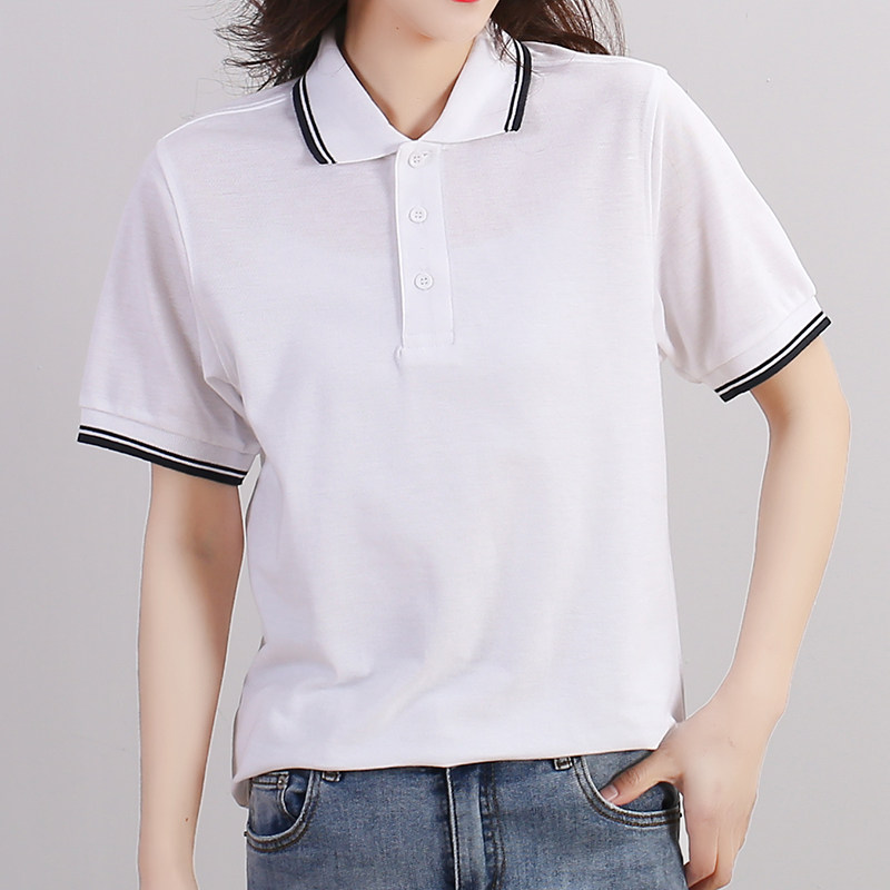 短袖2022新款夏翻领运动情侣装t恤百搭polo衫女潮有领上衣男女款