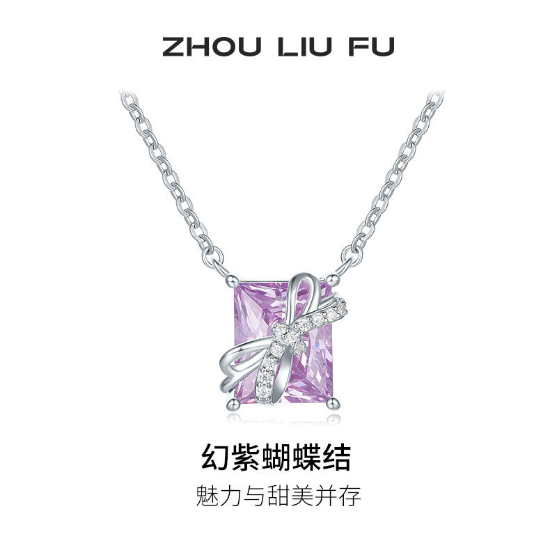 S925银蝴蝶结项链女款
