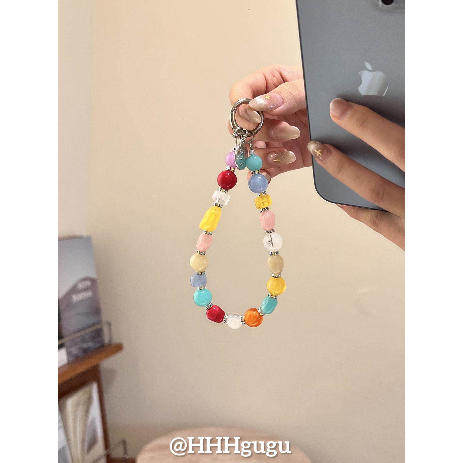 HHHgugu链条学生ins简约多色串珠ccd短挂绳包包链钥匙扣