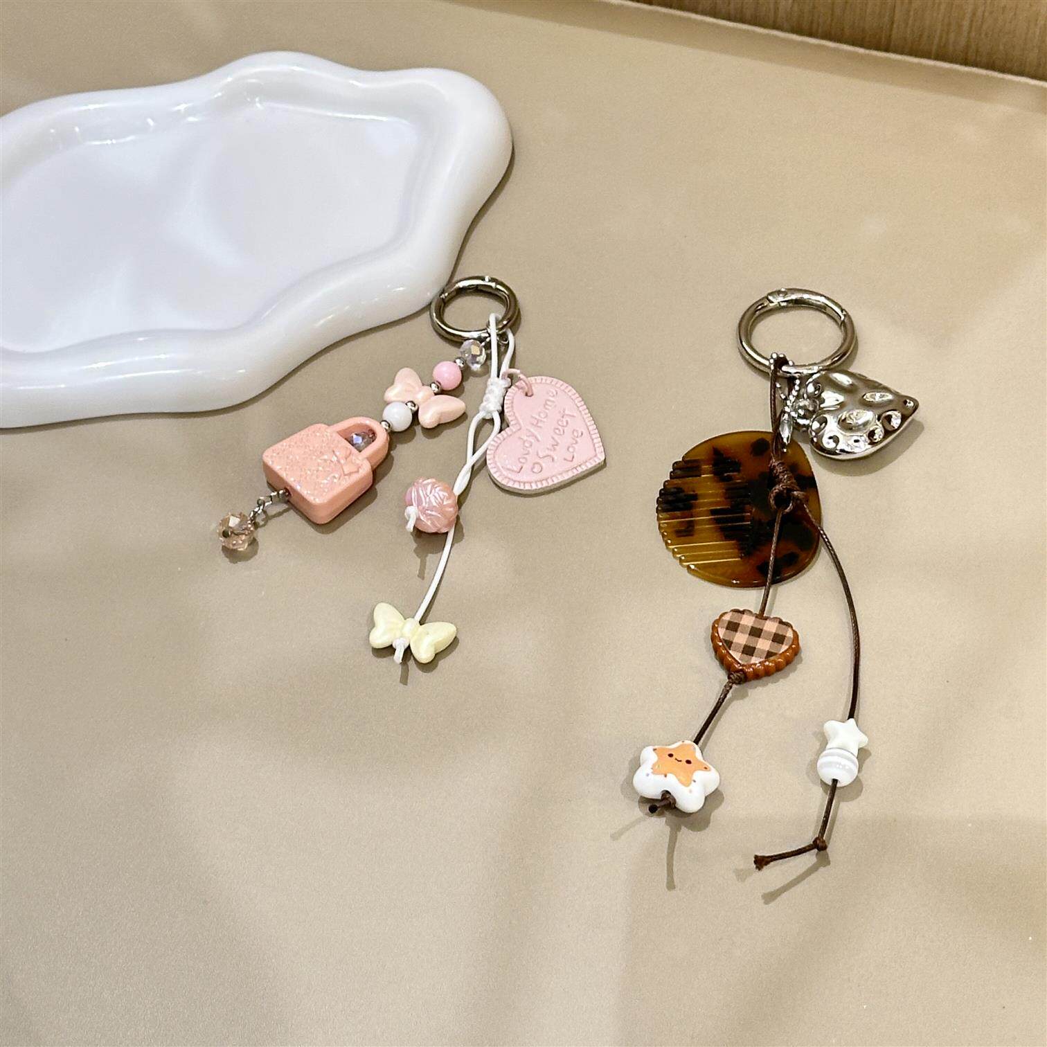 ins可爱挂饰钥匙扣串珠包包蝴蝶结ccd吊饰挂绳挂绳创意少女