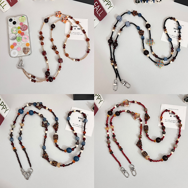 ins复古美拉德串珠手工彩色链链条跨链挂绳ccd相机包挂件