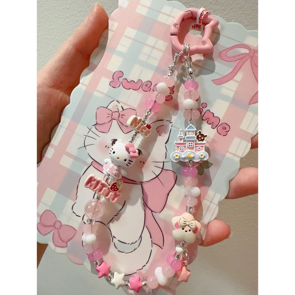 城堡kitty猫链手腕挂绳ccd相机挂饰高级感挂件珠串挂链
