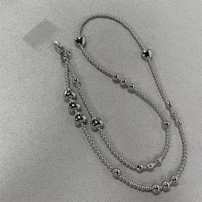 ins冷淡风链条斜挎可背手工串珠背包挂链爱心包包防丢挂绳链