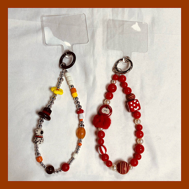 礼帽小狗 原创手工自制链串珠小众童趣彩色ccd相机挂绳链新款