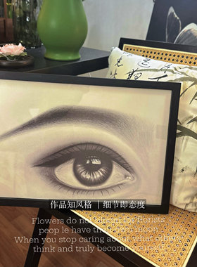 纹绣韩式半永久挂画美容院素描装饰画轻奢高级艺术感摆设雾眉眼唇