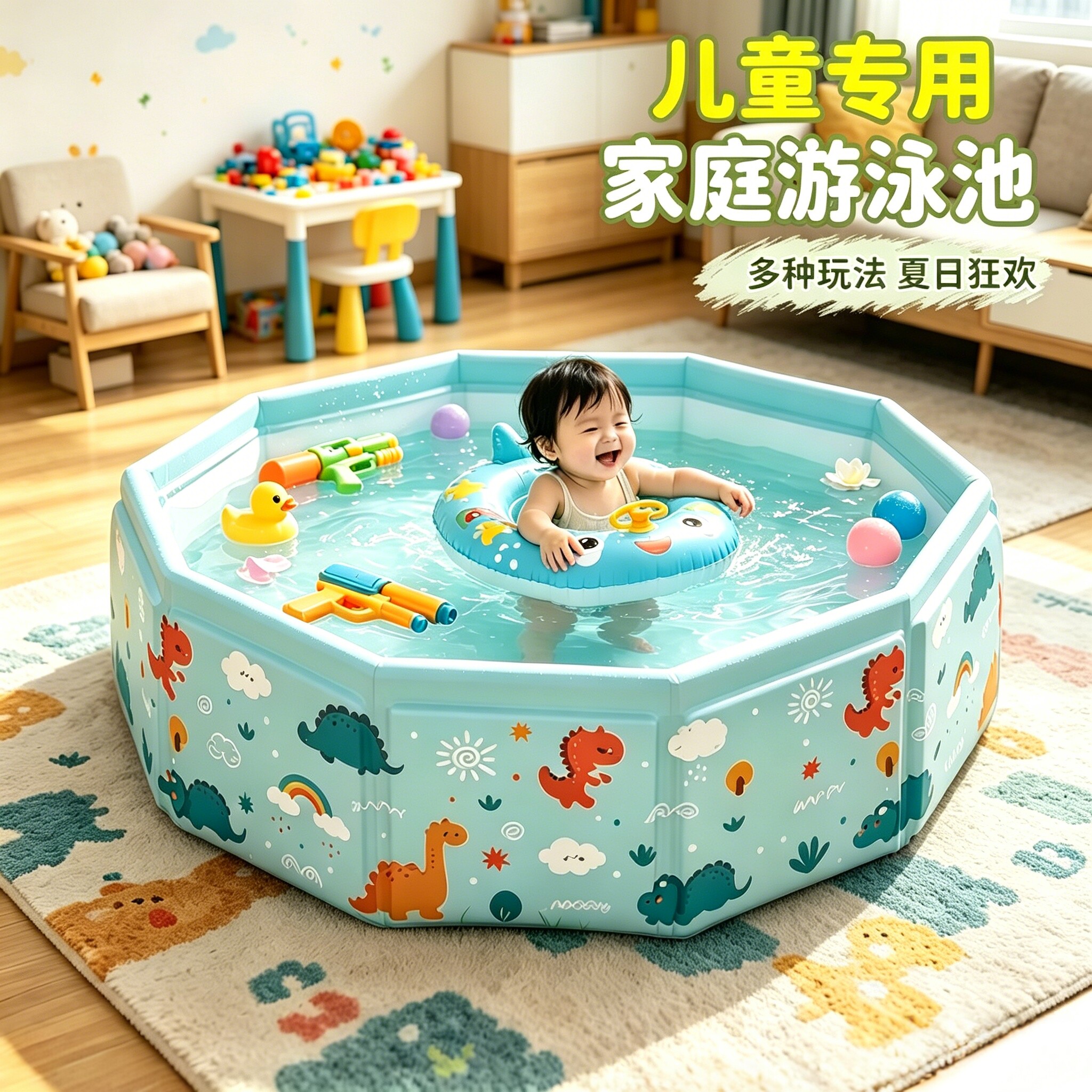夏日家用儿童泳池室内外大号免充气水池宝宝小孩家庭加厚玩水池