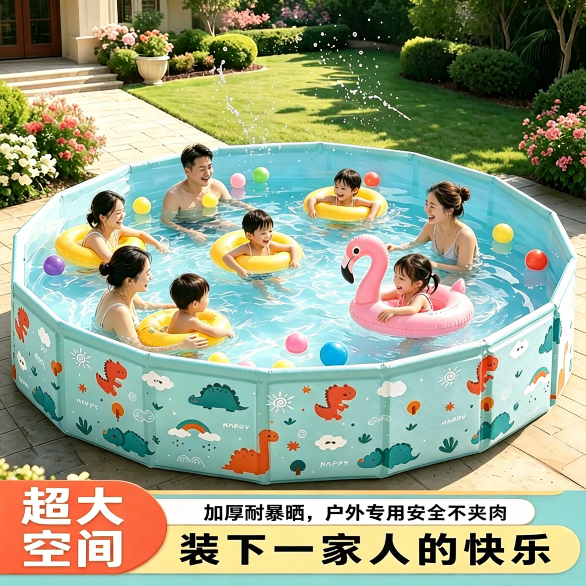 大型成人儿童游泳池家用大号免充气可折叠户外院子加厚戏水泳池